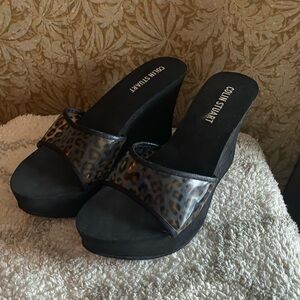 Colin Stuart Black and Brown Women's Wedge Sandals